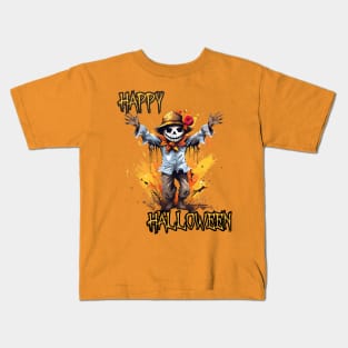 Spooky Scarecrow Happy Halloween Kids T-Shirt